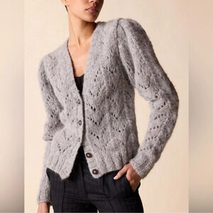 St. Roche Maeve Cardigan Light Heather Grey NWT Regencycore Bridgerton French